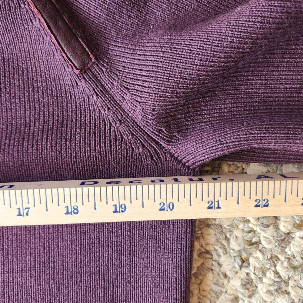 Pendleton Size Medium Merino Wool Leather Trim Full Zip Mock Neck Sweater - Picture 8 of 8